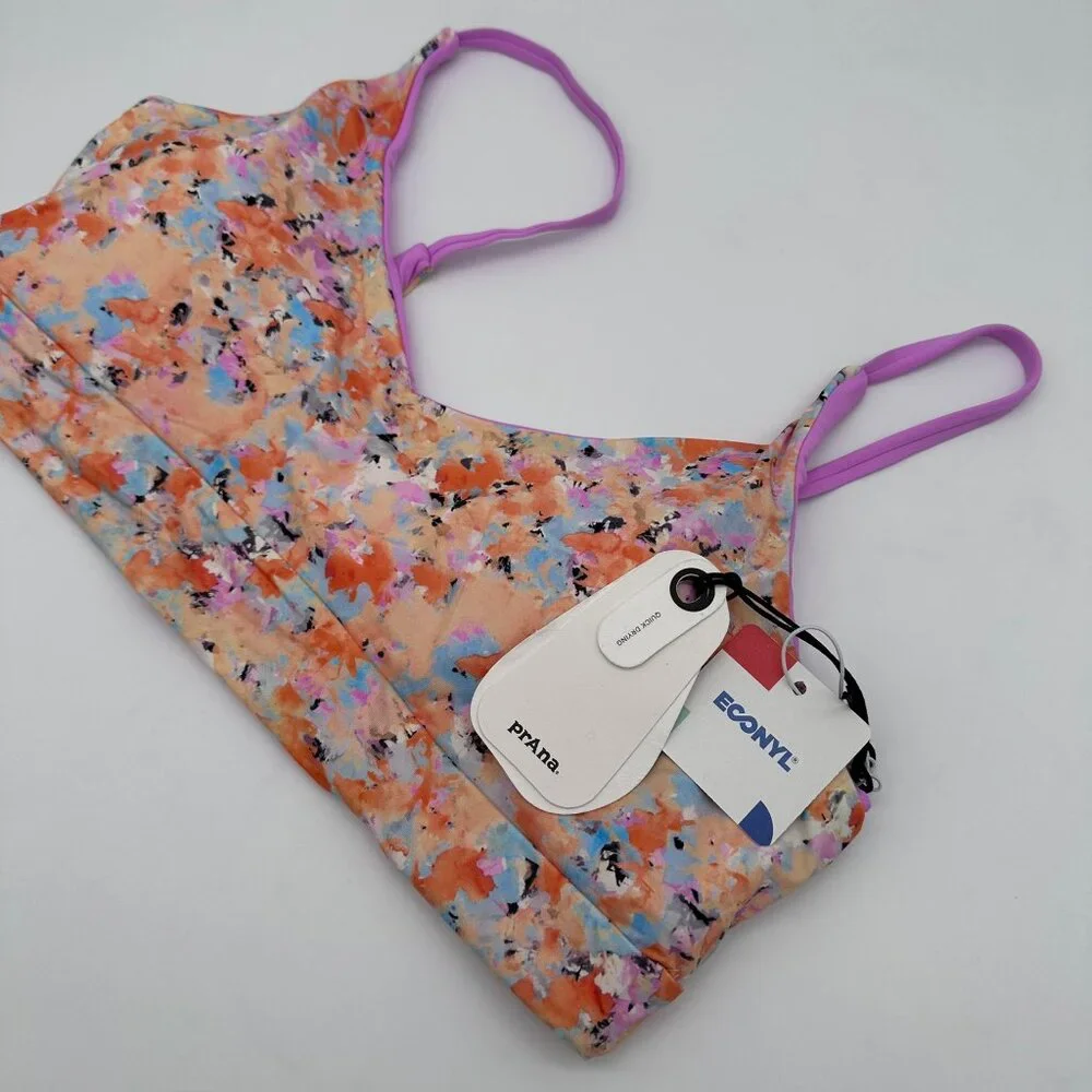 prAna Women's Willow Falls Reversible Bralette Swim Top, Size Medium, Impression